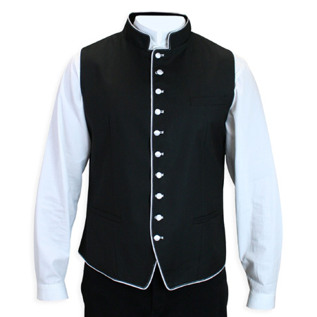  Victorian Old West Regency Mens Vests Black White Synthetic Solid Dress Clerical |Antique Vintage Fashioned Wedding Theatrical Reenacting Costume |