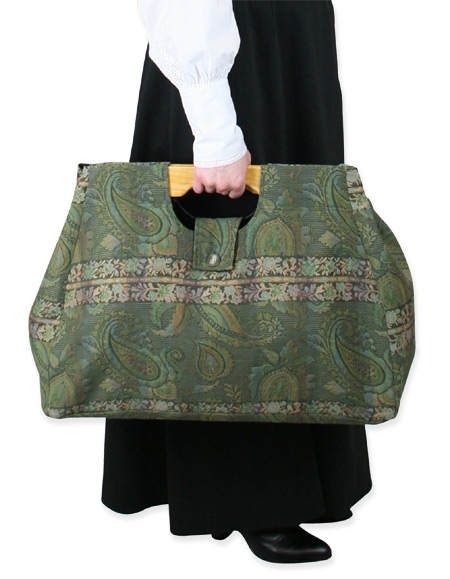  Victorian Old West Edwardian Steampunk Ladies Accessories Green Carpetbags |Antique Vintage Fashioned Wedding Theatrical Reenacting Costume | Gifts for Her