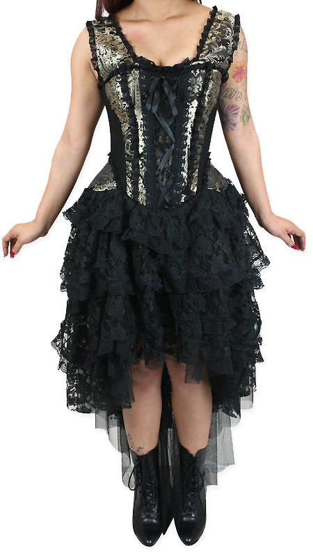  Victorian Old West Steampunk Ladies Dresses and Suits Black Lace Synthetic Solid Lacy Floral |Antique Vintage Fashioned Wedding Theatrical Reenacting Costume | Jack the Ripper Pirate