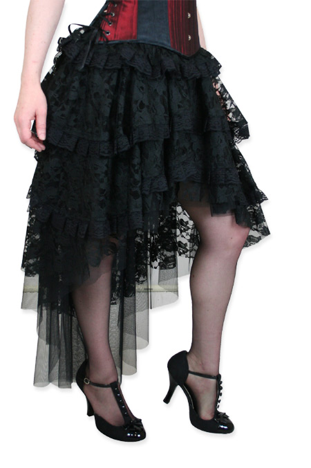  Victorian Old West Steampunk Ladies Skirts Black Synthetic Lace Solid Lacy Dress |Antique Vintage Fashioned Wedding Theatrical Reenacting Costume | Jack the Ripper