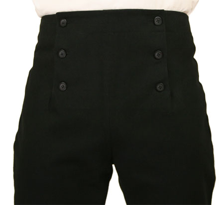  Victorian Steampunk Regency Mens Pants Black Cotton Solid Fall Front Trousers Dress Matched Separates |Antique Vintage Old Fashioned Wedding Theatrical Reenacting Costume |