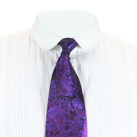  Victorian Old West Edwardian Mens Ties Purple Satin Synthetic Paisley Four-In-Hand |Antique Vintage Fashioned Wedding Theatrical Reenacting Costume |