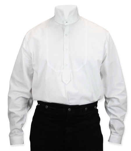  Victorian Regency Old West Edwardian Mens Shirts White Cotton Solid Dress Tuxedo |Antique Vintage Fashioned Wedding Theatrical Reenacting Costume | Jack the Ripper Phantom and Christine