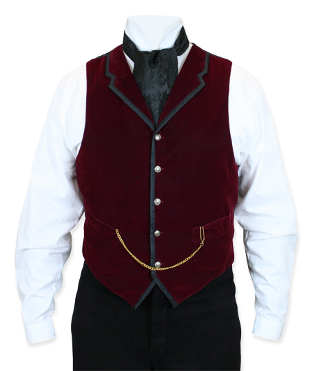  Victorian Steampunk Edwardian Mens Vests Burgundy Red Velvet Solid Dress |Antique Vintage Old Fashioned Wedding Theatrical Reenacting Costume |