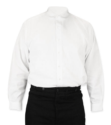  Victorian Old West Edwardian Mens Shirts White Cotton Solid Dress |Antique Vintage Fashioned Wedding Theatrical Reenacting Costume | Golf Motorist Aviator