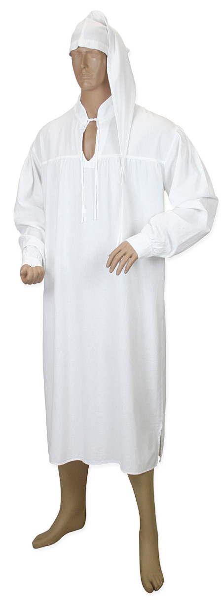  Victorian Old West Edwardian Mens Shirts White Cotton Solid Nightshirts |Antique Vintage Fashioned Wedding Theatrical Reenacting Costume | Frankenstein