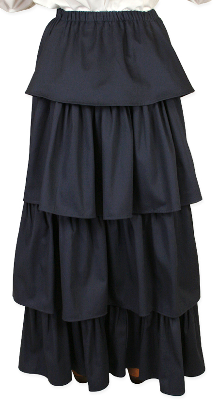 Victorian Old West Ladies Skirts Blue Cotton Solid Dress |Antique Vintage Fashioned Wedding Theatrical Reenacting Costume |