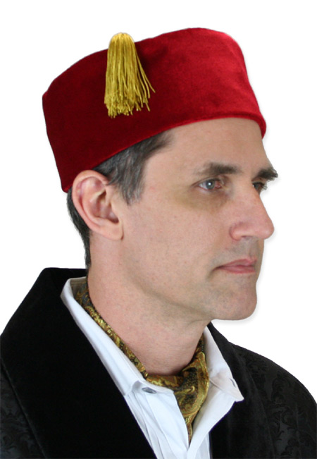  Victorian Steampunk Mens Hats Red Velvet Smoking Caps |Antique Vintage Old Fashioned Wedding Theatrical Reenacting Costume | Sets