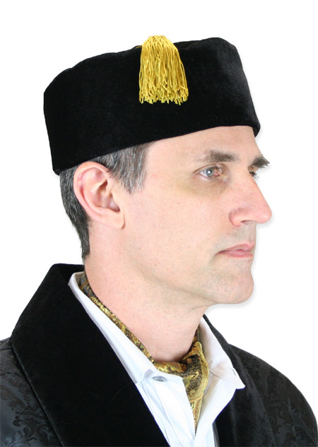  Victorian Steampunk Mens Hats Black Velvet Smoking Caps |Antique Vintage Old Fashioned Wedding Theatrical Reenacting Costume | Sets