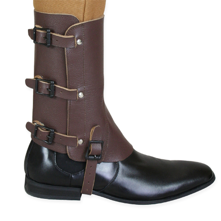  Victorian Steampunk Edwardian Mens Footwear Brown Leather Spats and Gaiters |Antique Vintage Old Fashioned Wedding Theatrical Reenacting Costume | Motorist Aviator