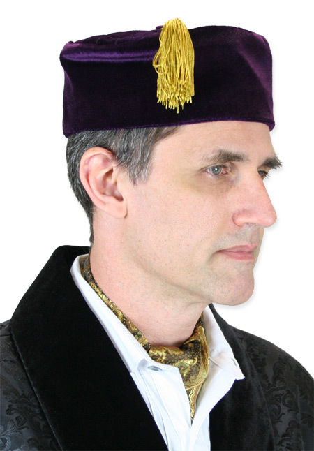  Victorian Steampunk Mens Hats Purple Velvet Smoking Caps |Antique Vintage Old Fashioned Wedding Theatrical Reenacting Costume | Sets
