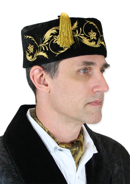  Victorian Steampunk Mens Hats Black Velvet Smoking Caps |Antique Vintage Old Fashioned Wedding Theatrical Reenacting Costume | Sets