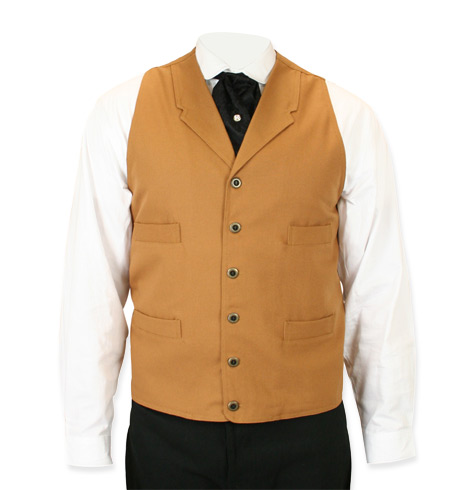  Victorian Old West Mens Vests Brown Cotton Solid Work |Antique Vintage Fashioned Wedding Theatrical Reenacting Costume |