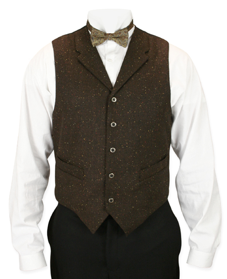  Victorian Old West Edwardian Mens Vests Brown Tweed Wool Blend Synthetic Herringbone Solid Dress Work |Antique Vintage Fashioned Wedding Theatrical Reenacting Costume |