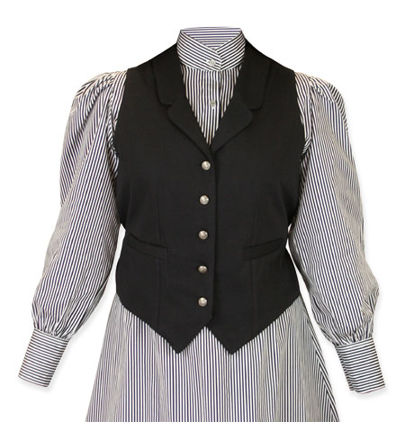 Victorian Old West Steampunk Edwardian Ladies Vests Black Cotton Solid Dress Work |Antique Vintage Fashioned Wedding Theatrical Reenacting Costume |