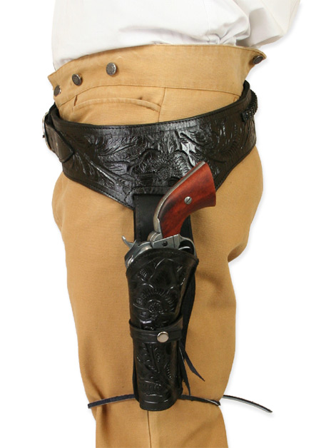  Old West Holsters and Gunbelts Black Leather Tooled Gunbelt Holster Combos |Antique Vintage Fashioned Wedding Theatrical Reenacting Costume |