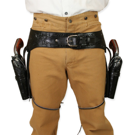  Old West Holsters and Gunbelts Black Leather Tooled Gunbelt Holster Combos |Antique Vintage Fashioned Wedding Theatrical Reenacting Costume |
