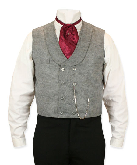  Victorian Old West Edwardian Mens Vests Gray Synthetic Solid Dress Matched Separates |Antique Vintage Fashioned Wedding Theatrical Reenacting Costume |