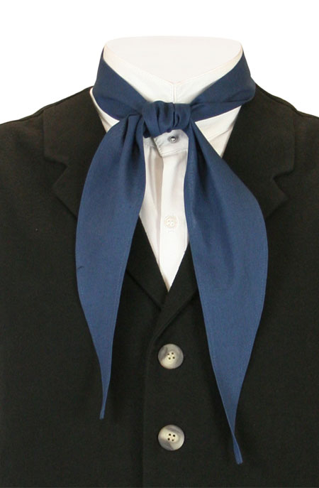  Old West Mens Ties Blue Cotton Solid Neckerchiefs |Antique Vintage Fashioned Wedding Theatrical Reenacting Costume |