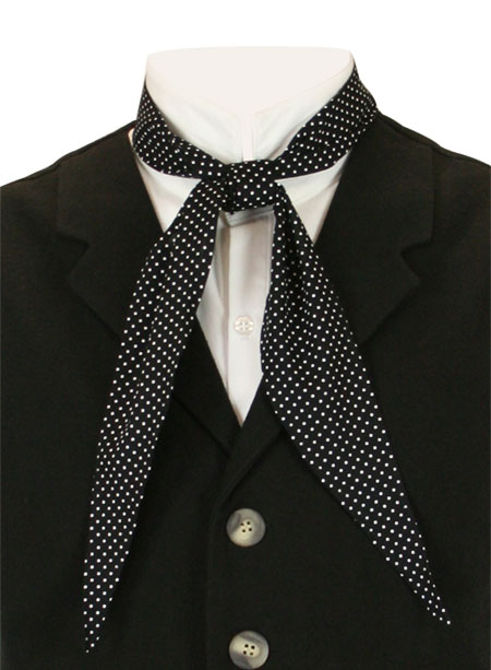  Old West Mens Ties Black Cotton Geometric Neckerchiefs |Antique Vintage Fashioned Wedding Theatrical Reenacting Costume |