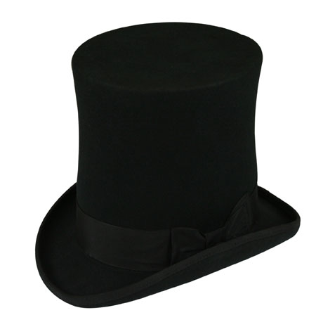  Victorian Mens Hats Black Wool Felt Top |Antique Vintage Old Fashioned Wedding Theatrical Reenacting Costume |