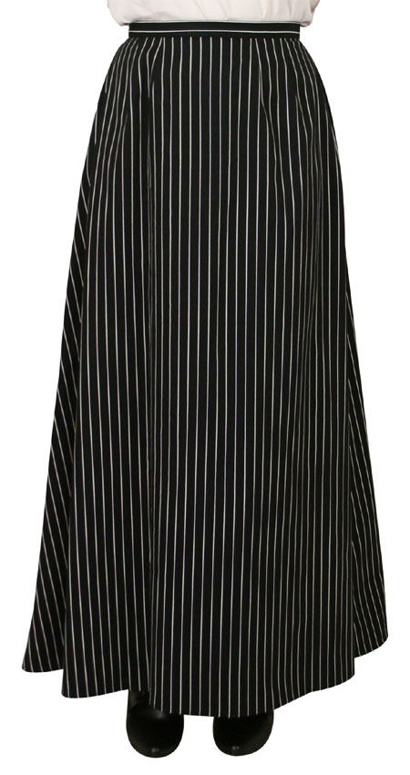  Victorian Old West Steampunk Edwardian Ladies Skirts Black Cotton Stripe Dress Matched Separates |Antique Vintage Fashioned Wedding Theatrical Reenacting Costume | Dickens Motorist Aviator