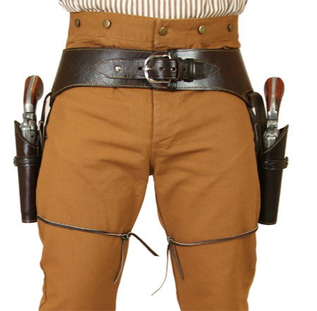  Old West Holsters and Gunbelts Brown Leather Un-Tooled Gunbelt Holster Combos |Antique Vintage Fashioned Wedding Theatrical Reenacting Costume |