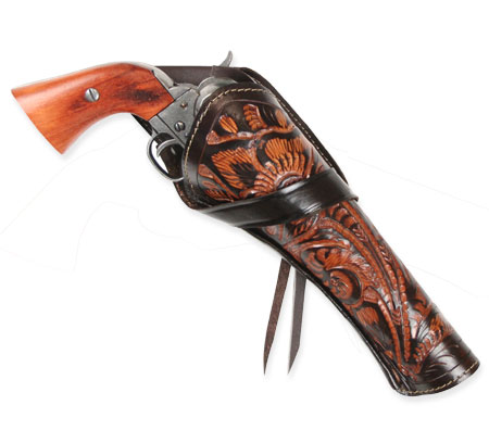  Old West Holsters and Gunbelts Brown Two-Tone Leather Tooled |Antique Vintage Fashioned Wedding Theatrical Reenacting Costume |