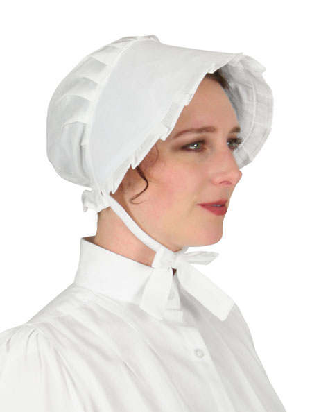 Victorian Old West Ladies Hats White Cotton Bonnets |Antique Vintage Fashioned Wedding Theatrical Reenacting Costume |
