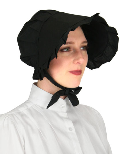  Victorian Old West Ladies Hats Black Cotton Bonnets |Antique Vintage Fashioned Wedding Theatrical Reenacting Costume |