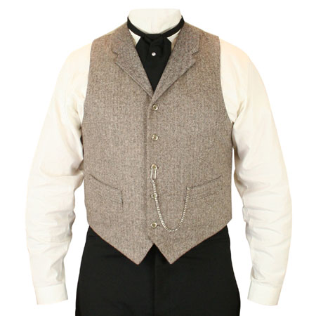  Victorian Old West Edwardian Mens Vests Tan Brown Tweed Wool Blend Herringbone Dress Work |Antique Vintage Fashioned Wedding Theatrical Reenacting Costume | Motorist