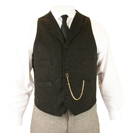  Victorian Edwardian Mens Vests Brown Wool Blend Synthetic Solid Dress |Antique Vintage Old Fashioned Wedding Theatrical Reenacting Costume |