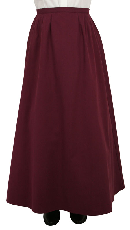  Victorian Old West Edwardian Ladies Skirts Burgundy Red Cotton Solid Dress Work |Antique Vintage Fashioned Wedding Theatrical Reenacting Costume |