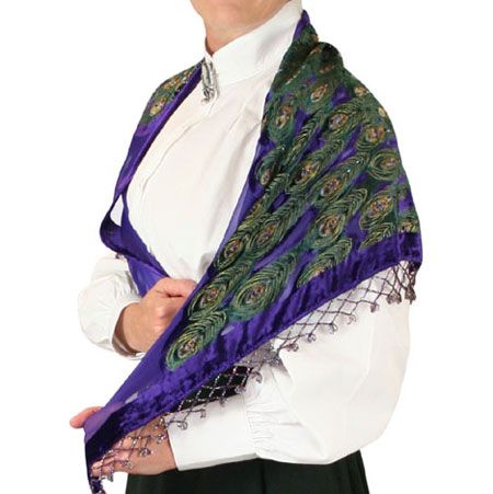  Victorian Old West Edwardian Ladies Shawls Purple Velvet Synthetic Floral |Antique Vintage Fashioned Wedding Theatrical Reenacting Costume |