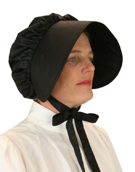  Victorian Old West Ladies Hats Black Satin Synthetic Solid Bonnets |Antique Vintage Fashioned Wedding Theatrical Reenacting Costume | Dickens