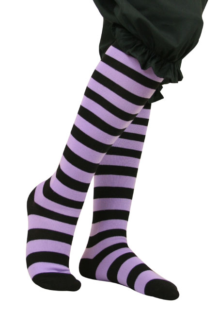  Victorian Steampunk Edwardian Ladies Lingerie Purple Black Synthetic Stripe Stockings |Antique Vintage Old Fashioned Wedding Theatrical Reenacting Costume | Gifts for Her Stocking Stuffers