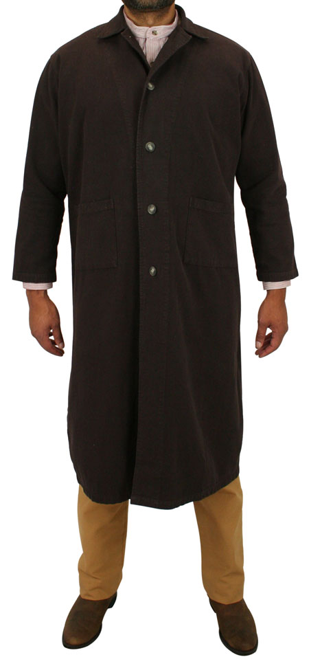  Old West Edwardian Mens Coats Brown Cotton Solid Dusters |Antique Vintage Fashioned Wedding Theatrical Reenacting Costume | Motorist Aviator