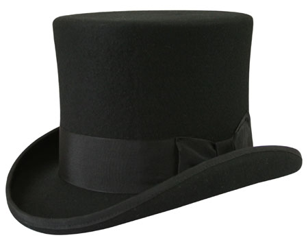 Victorian Steampunk Regency Mens Hats Black Wool Felt Top |Antique Vintage Old Fashioned Wedding Theatrical Reenacting Costume |
