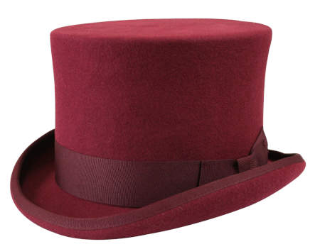  Victorian Old West Steampunk Edwardian Mens Hats Burgundy Red Wool Felt Top |Antique Vintage Fashioned Wedding Theatrical Reenacting Costume |