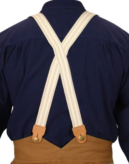  Victorian Old West Edwardian Suspenders Ivory Tan Brown Cotton X-Back Braces |Antique Vintage Fashioned Wedding Theatrical Reenacting Costume | Standard