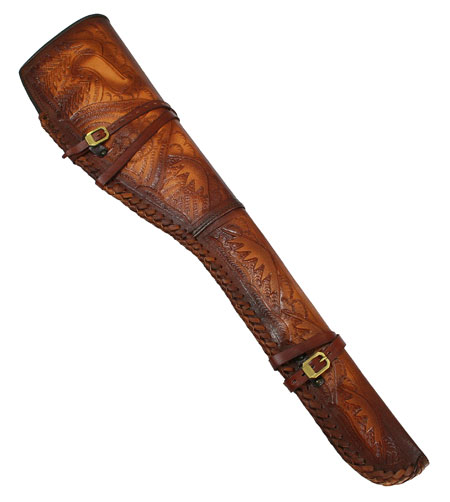  Old West Holsters and Gunbelts Brown Red Leather Tooled Rifle Scabbards |Antique Vintage Fashioned Wedding Theatrical Reenacting Costume |
