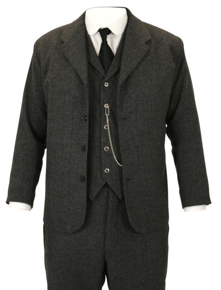  Victorian Steampunk Edwardian Mens Coats Gray Tweed Wool Blend Synthetic Herringbone Solid Sack Matched Separates |Antique Vintage Old Fashioned Wedding Theatrical Reenacting Costume |