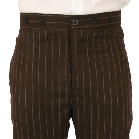  Victorian Old West Edwardian Mens Pants Brown Wool Blend Stripe Dress Matched Separates |Antique Vintage Fashioned Wedding Theatrical Reenacting Costume |