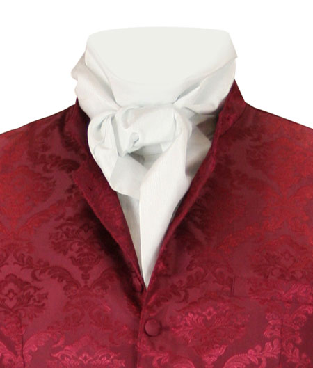  Victorian Regency Mens Ties White Satin Synthetic Solid Cravats |Antique Vintage Old Fashioned Wedding Theatrical Reenacting Costume |