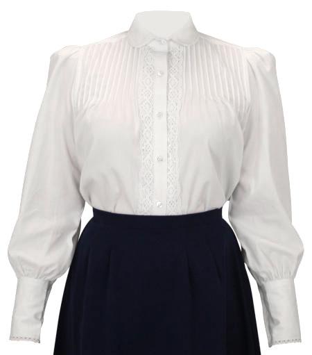  Victorian Old West Edwardian Ladies Blouses White Cotton Solid Lacy Traditional Fit |Antique Vintage Fashioned Wedding Theatrical Reenacting Costume | Suffragist