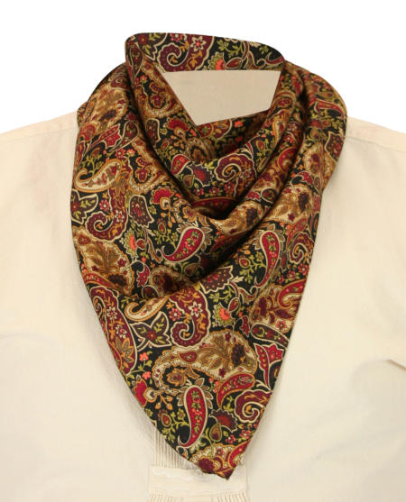  Old West Mens Ties Orange Yellow Silk Paisley Neckerchiefs |Antique Vintage Fashioned Wedding Theatrical Reenacting Costume |