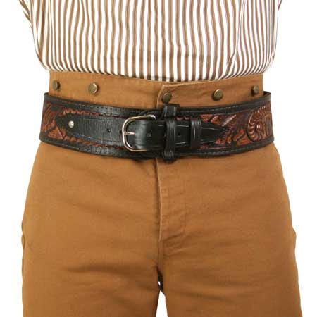  Old West Holsters and Gunbelts Brown Two-Tone Leather Tooled Cartridge Belts |Antique Vintage Fashioned Wedding Theatrical Reenacting Costume |