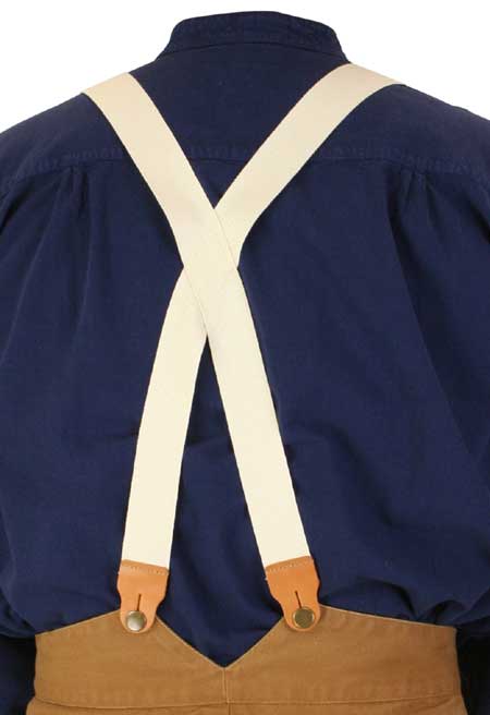  Victorian Old West Edwardian Suspenders Ivory Cotton X-Back Braces |Antique Vintage Fashioned Wedding Theatrical Reenacting Costume | Standard