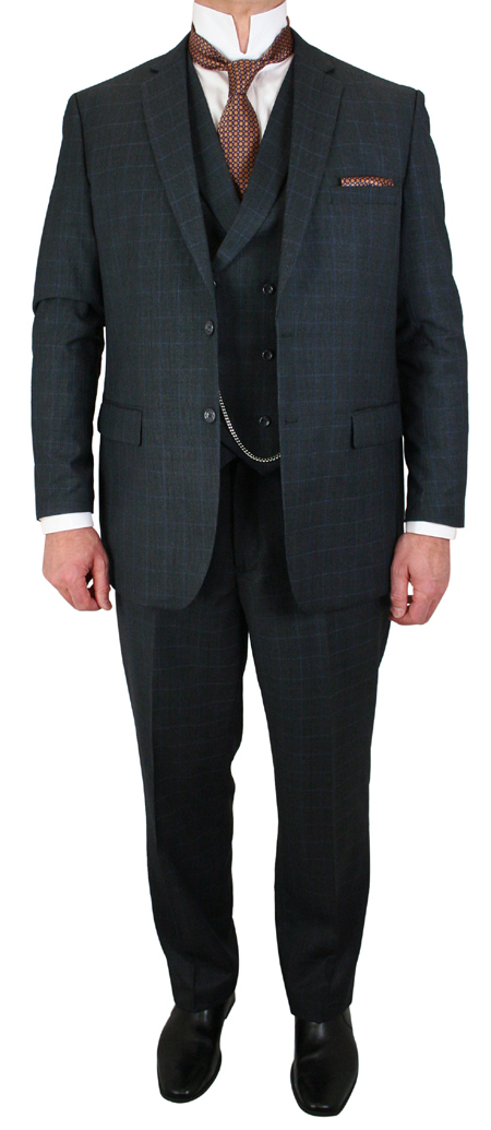  Victorian Edwardian Mens Suits Gray Synthetic Plaid |Antique Vintage Old Fashioned Wedding Theatrical Reenacting Costume |