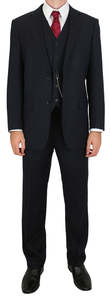  Victorian Edwardian Mens Suits Blue Synthetic Stripe |Antique Vintage Old Fashioned Wedding Theatrical Reenacting Costume |